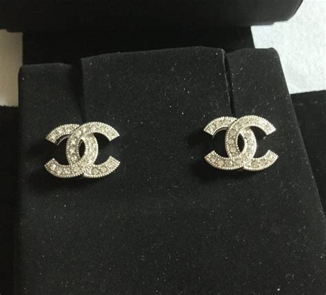 chanel silver studs|authentic chanel earrings.